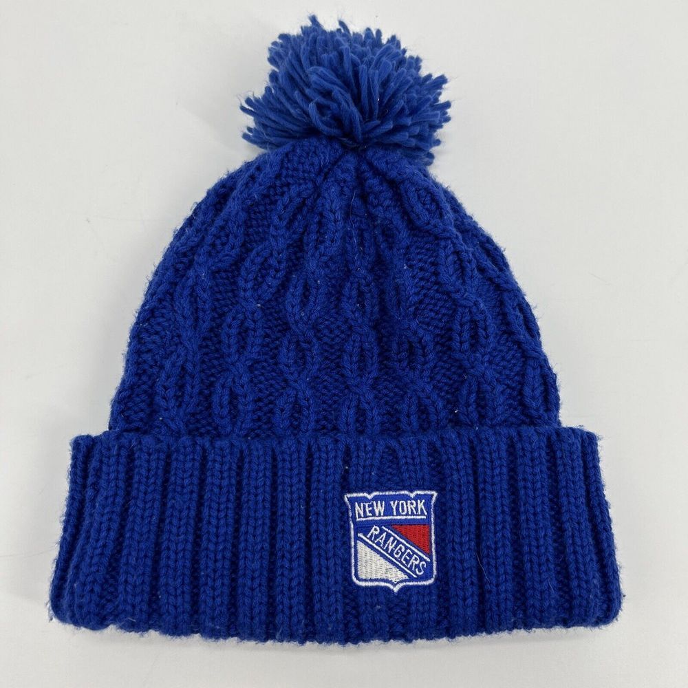 New York Rangers Knit Cap Adult One‎ Size Blue Reebok Pom NHL
